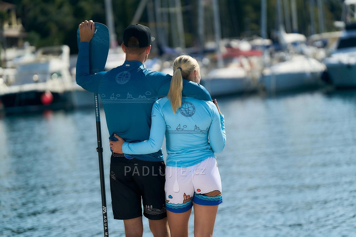 Pánský outfit 4 - tyrkysová - lycra dlouhý rukáv, MMA kraťasy černé na paddle