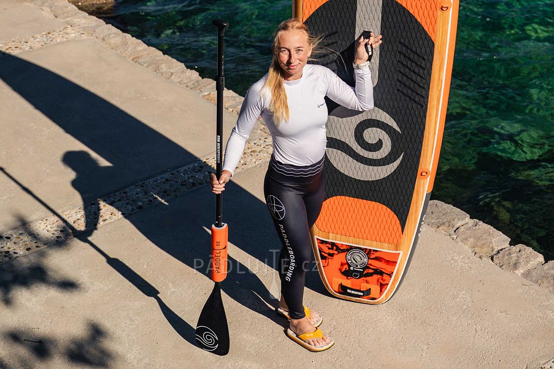 Dámský outfit 4 - oranžová - krátká lycra, tříčtvrteční legíny černé na paddl