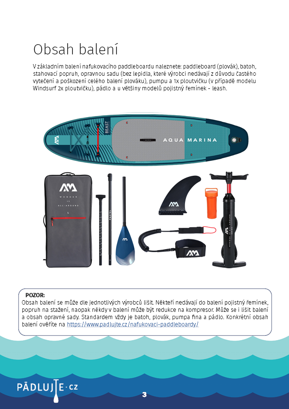 Návod k použití pro nafukovací paddleboardy a windsupy