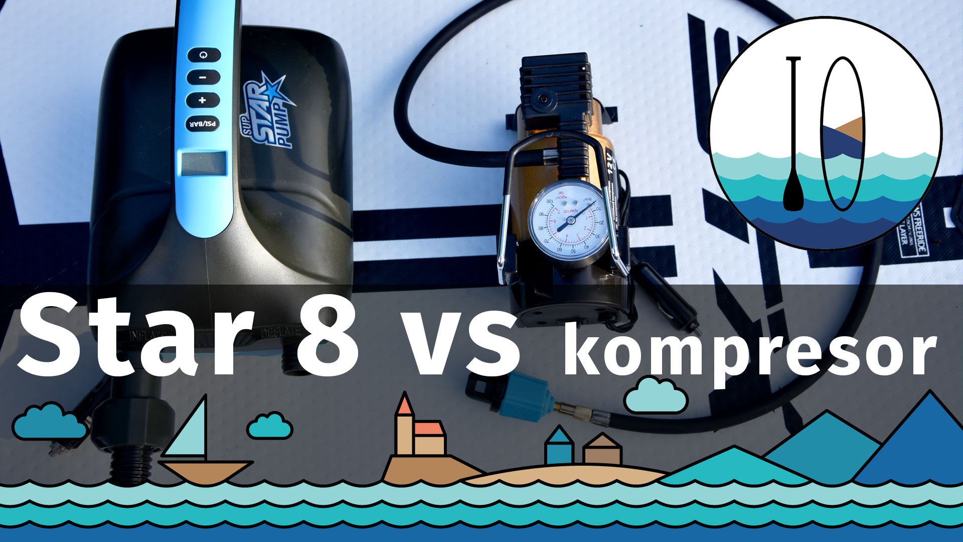 Nafukování paddleboardu: Pumpa STAR 8 vs Auto kompresor