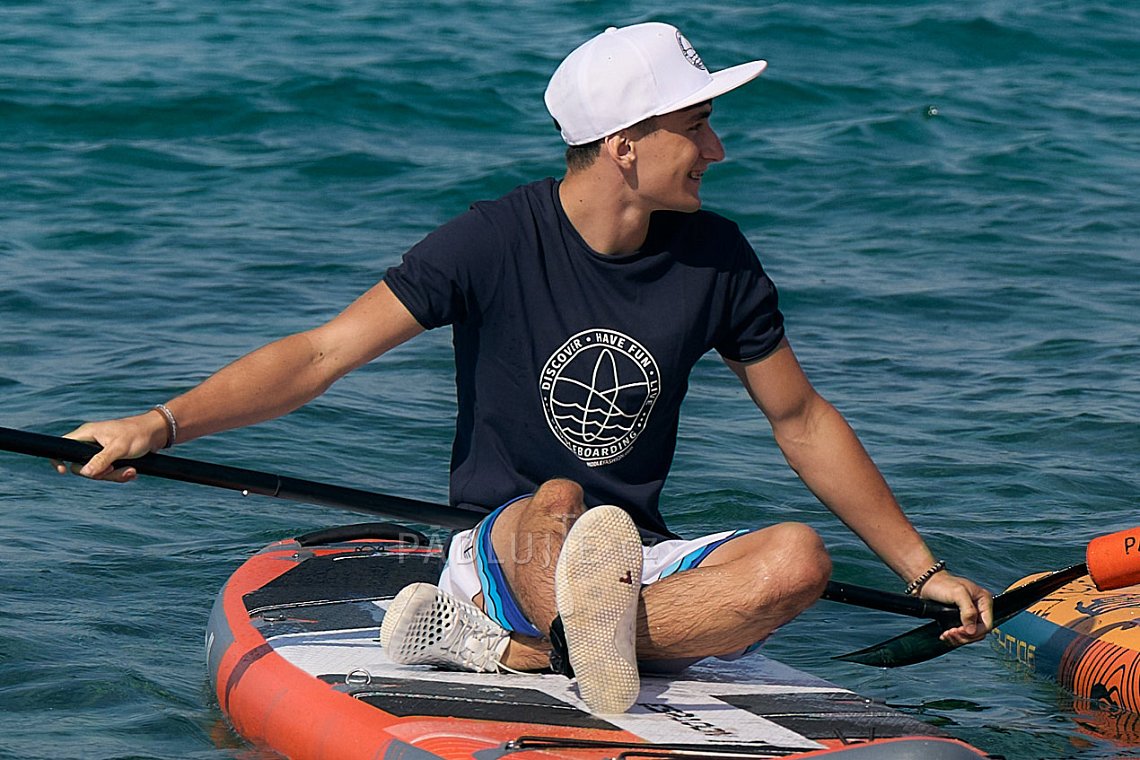 Pánský outfit 2 - oranžová - tričko bio bavlna, kraťasy volné na paddleboard