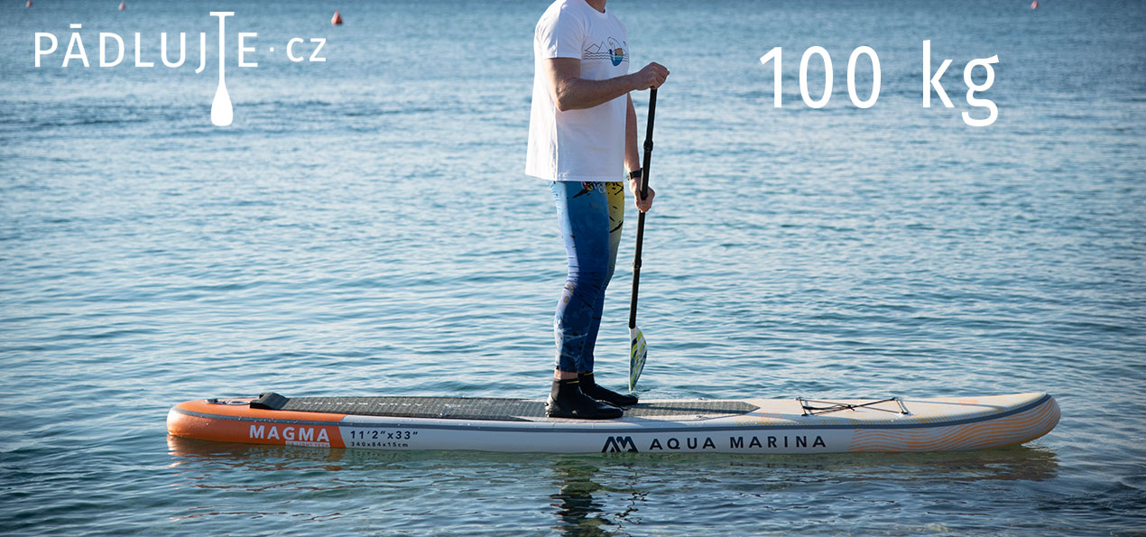 Zátěžový test paddleboardu AQUA MARINA FMAGMA 11'2 při 100kg - PADLUJTE.CZ - pádlujte s námi!