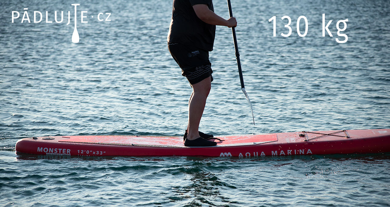 Zátěžový test paddleboardu AQUA MARINA MONSTER 12' při 130kg - PADLUJTE.CZ - pádlujte s námi!