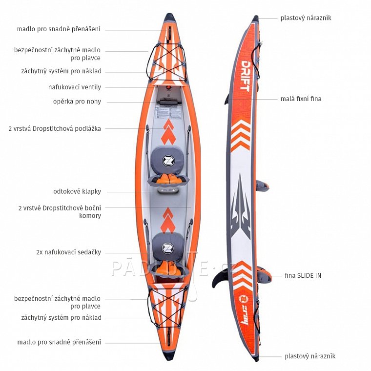 Nafukovací kajak ZRAY DRIFT dvoumístný