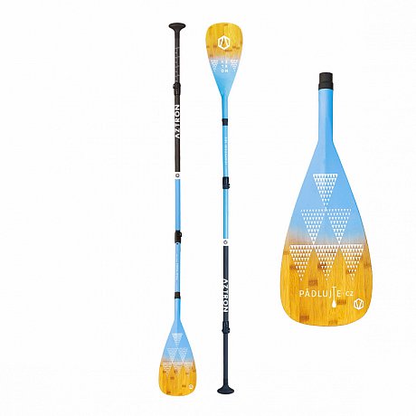 Pádlo AZTRON PHASE bamboo carbon 3-dílné nastavitelné pro paddleboard