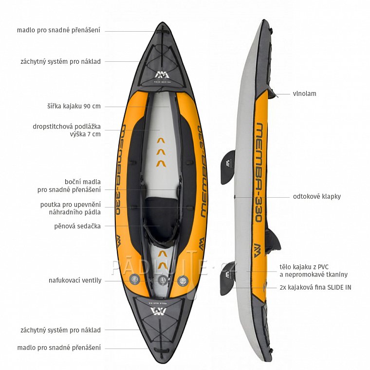 Nafukovací kajak AQUA MARINA MEMBA 330 jednomístný