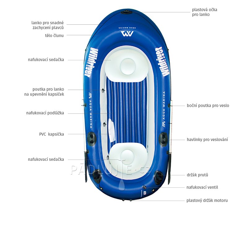 Nafukovací člun AQUA MARINA Wildriver blue + MOTOR AQUA MARINA T-18