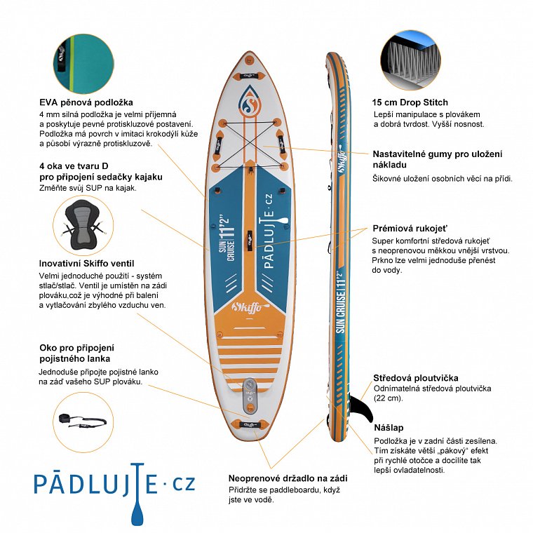 Paddleboard SKIFFO SUN CRUISE 11'2 - nafukovací