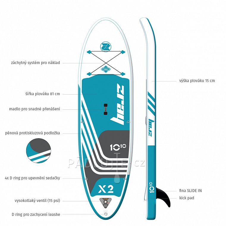 Paddleboard ZRAY X2 X-Rider DeLuxe 10'10 s pádlem - nafukovací paddleboard