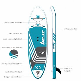 Paddleboard ZRAY X2 X-Rider DeLuxe 10'10 s pádlem - nafukovací paddleboard