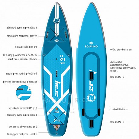 Paddleboard ZRAY F4 FURY EPIC 12'0 s pádlem - nafukovací paddleboard, windsurfing a kajak