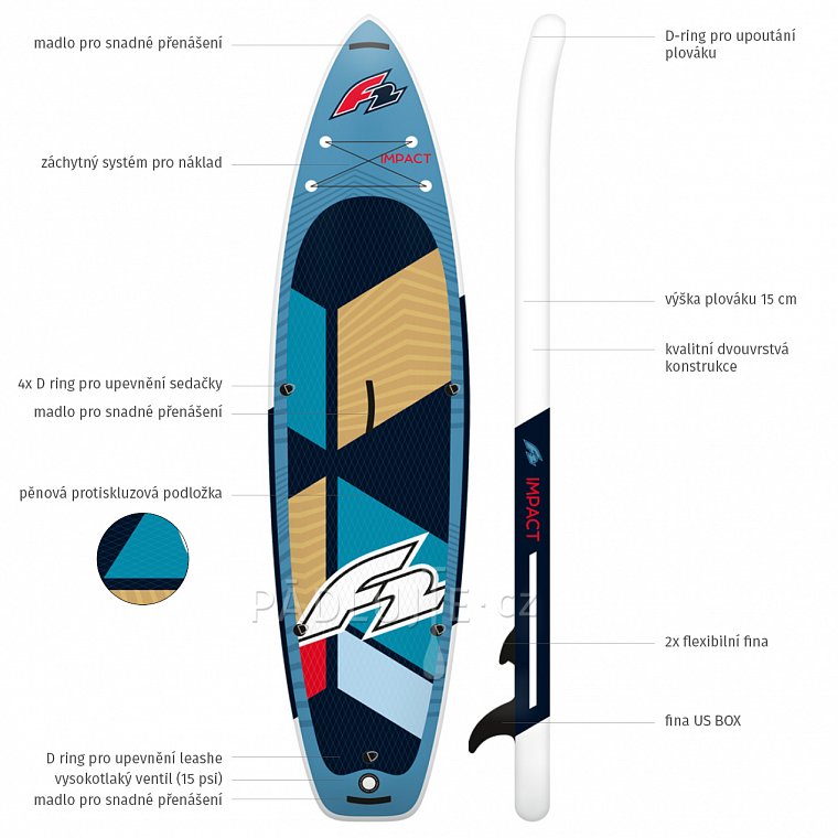 Paddleboard F2 IMPACT 10'8 TURQUISE s pádlem - nafukovací paddleboard