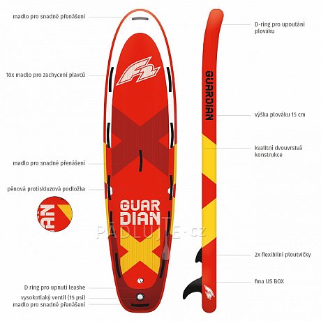 Paddleboard F2 GUARDIAN 11'8 RED s pádlem - záchranářský paddleboard rescue