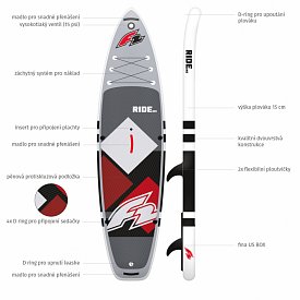 Paddleboard F2 RIDE 10'5 RED s pádlem - nafukovací paddleboard a kajak