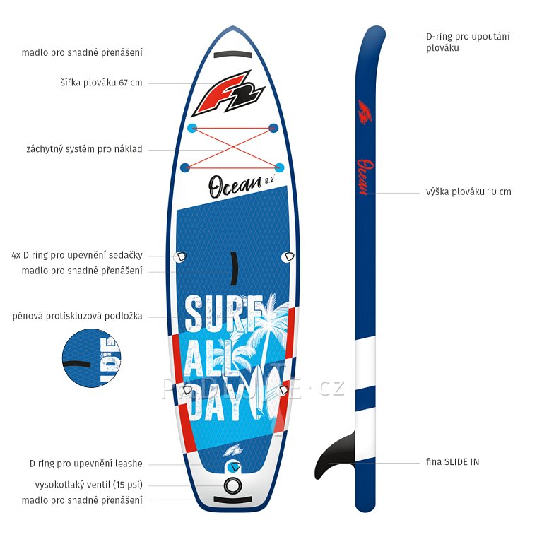 Paddleboard F2 OCEAN BOY 9'2 BLUE s pádlem - nafukovací paddleboard