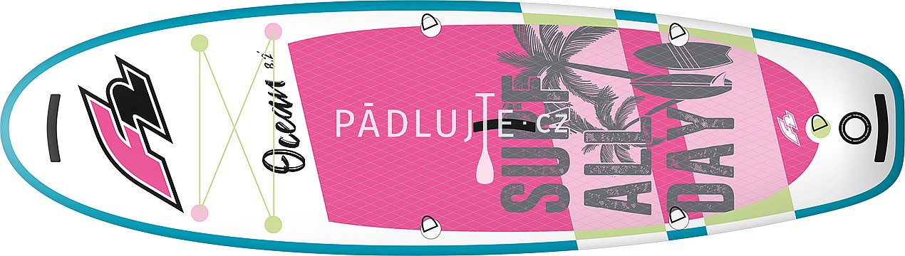 Paddleboard F2 OCEAN GIRL 9'2 PINK  s pádlem - nafukovací paddleboard