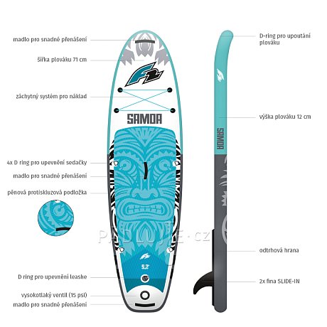Paddleboard F2 SAMOA KID 9'2 BLUE s pádlem - nafukovací paddleboard