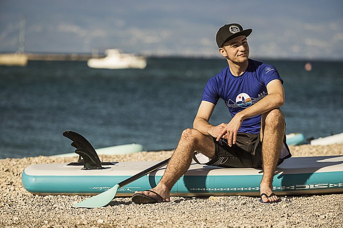 Tričko pánské PADDLEBOARDING BLUE lycra krátký rukáv