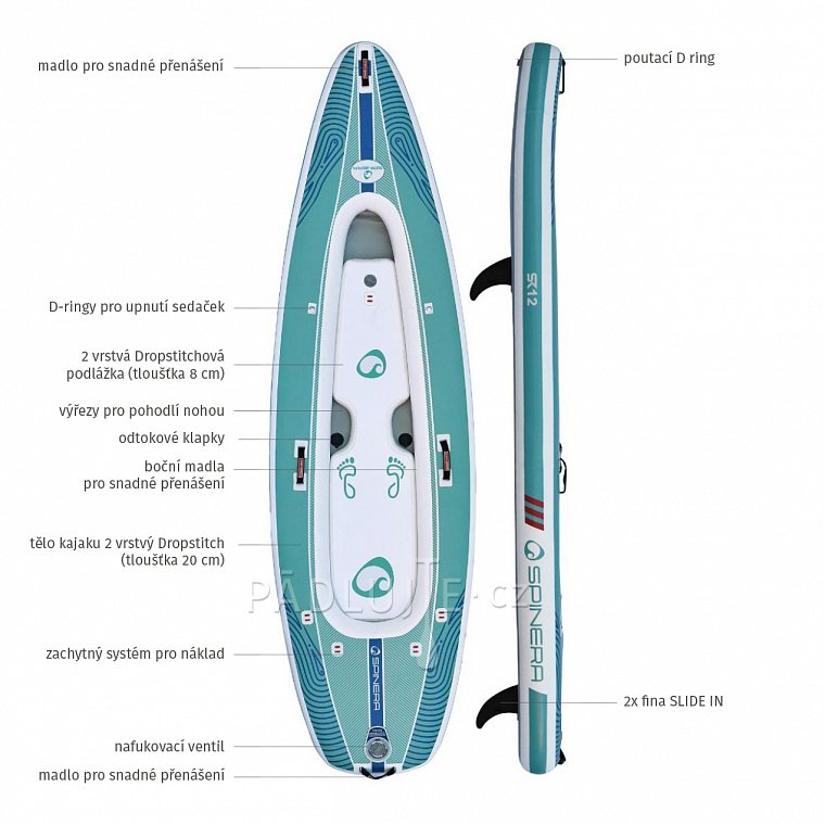 SPINERA SUPKAYAK SK12, 12'0 - dvojmístný nafukovací paddleboard i kajak