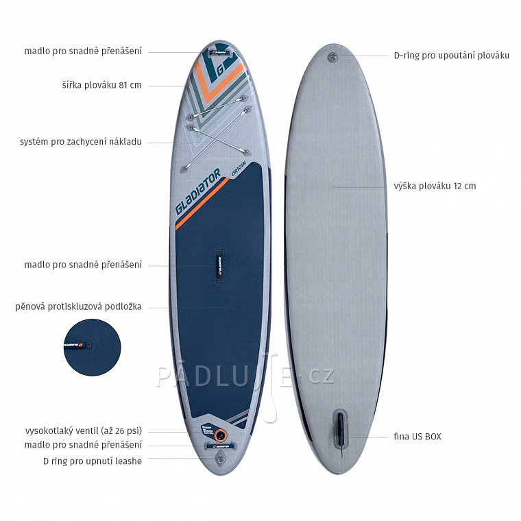 Paddleboard GLADIATOR ORIGIN 10'6 - nafukovací