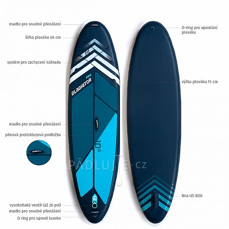 Paddleboard GLADIATOR PRO 10'8 s pádlem - nafukovací