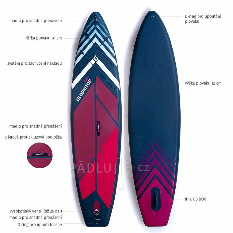 Paddleboard GLADIATOR PRO 11'4  model 2022 - nafukovací