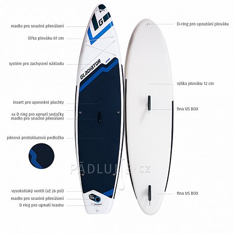 Paddleboard GLADIATOR WindSUP 10'7  - nafukovací paddleboard, windsurfing a kajak