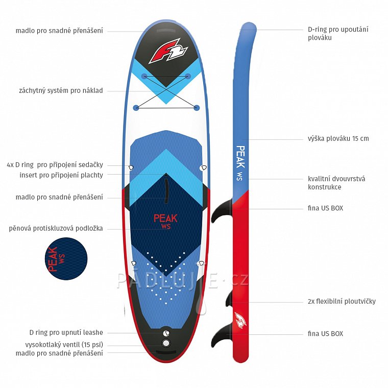 Paddleboard F2 PEAK WINDSURF 11'7 BLUE - nafukovací paddleboard a windsurfing