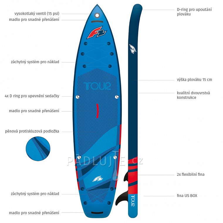 Paddleboard F2 TOUR 13'2 BLUE s pádlem - nafukovací paddleboard