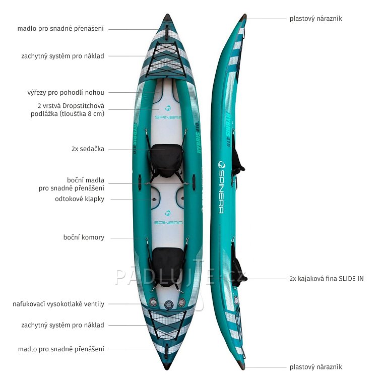 Nafukovací kajak SPINERA HYBRIS 410 dvoumístný