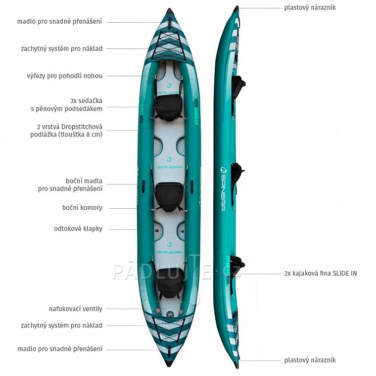 Nafukovací kajak SPINERA HYBRIS 500 třímístný