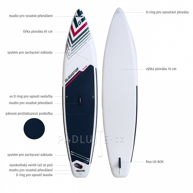 Paddleboard GLADIATOR ORIGIN COMBO 12'6 Touring WHITE - nafukovací