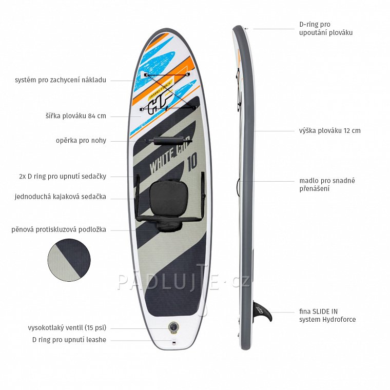Paddleboard HYDRO FORCE WHITE CAP COMBO 10'0 s pádlem - nafukovací paddleboard