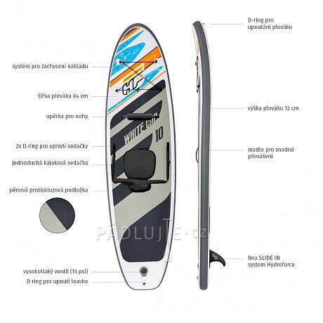 Paddleboard HYDRO FORCE WHITE CAP COMBO 10'0 s kajak pádlem a sedačkou - nafukovací paddleboard