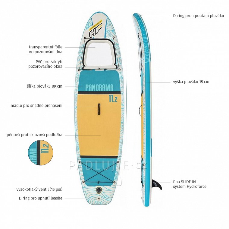 Paddleboard HYDRO FORCE PANORAMA 11'2 s pádlem - nafukovací paddleboard