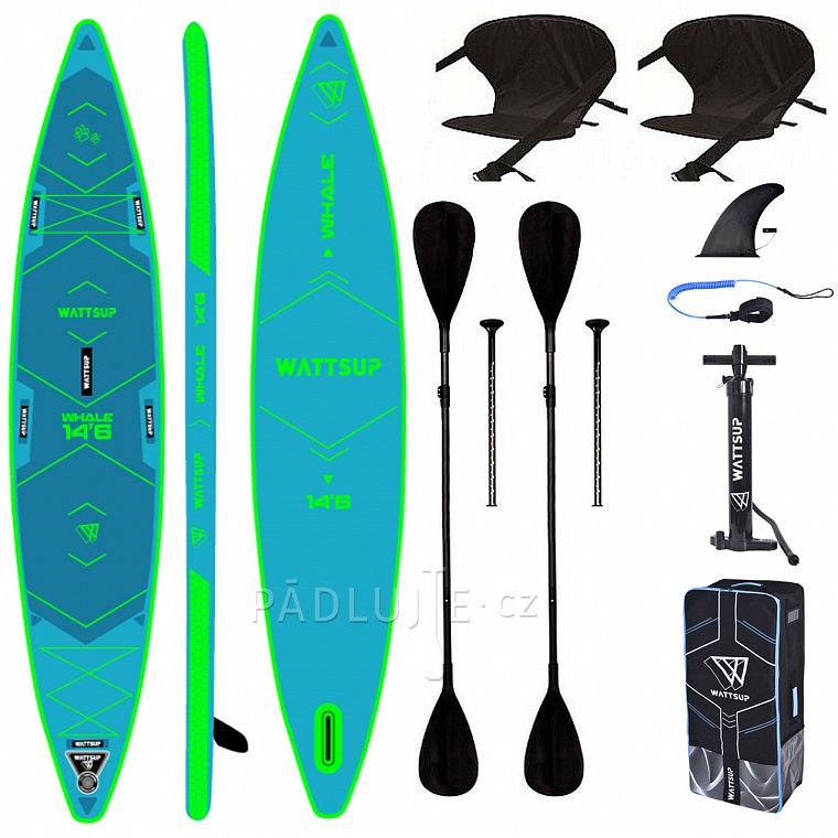 Paddleboard tandemový WATTSUP  Whale 14'6'' - nafukovací paddleboard s pádlem