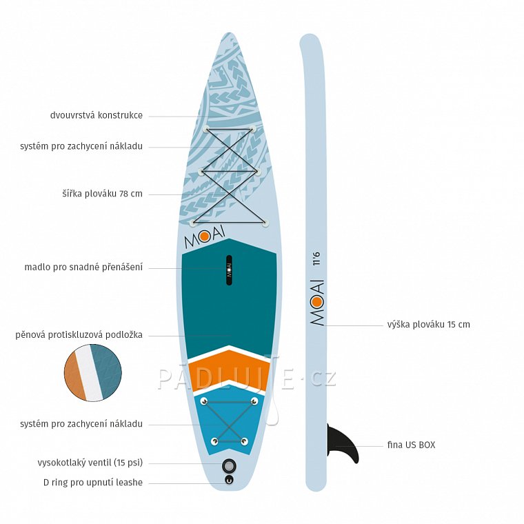Paddleboard MOAI Touring 11'6 - nafukovací paddleboard