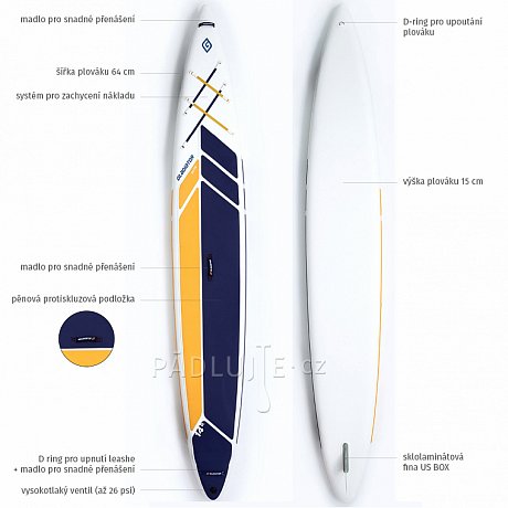 Paddleboard GLADIATOR ELITE 14' Race s karbon pádlem model 2022  - nafukovací