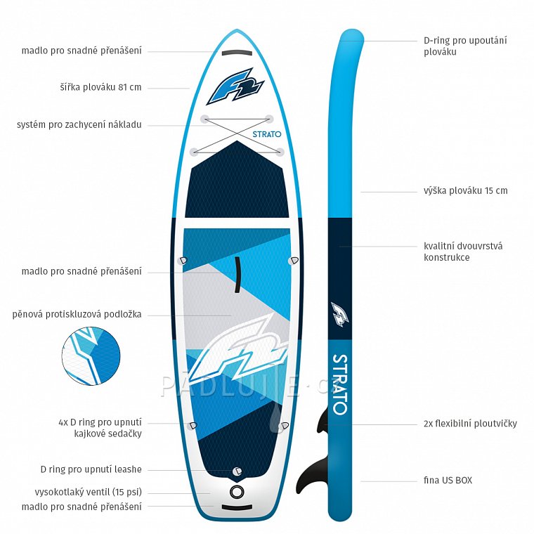 Paddleboard F2 STRATO 10'0 COMBO BLUE s pádlem - nafukovací paddleboard a kajak