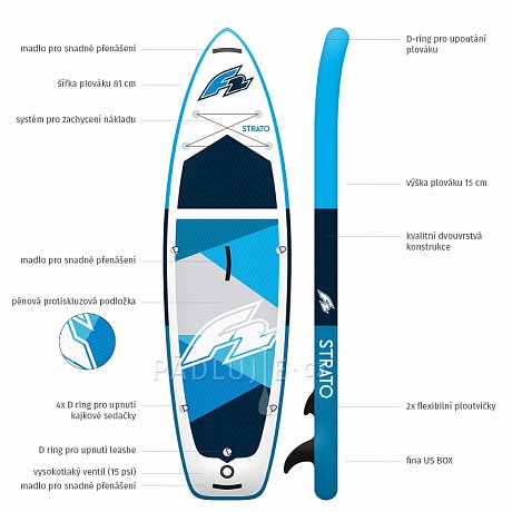 Paddleboard F2 STRATO 10'0 COMBO BLUE s pádlem - nafukovací paddleboard a kajak