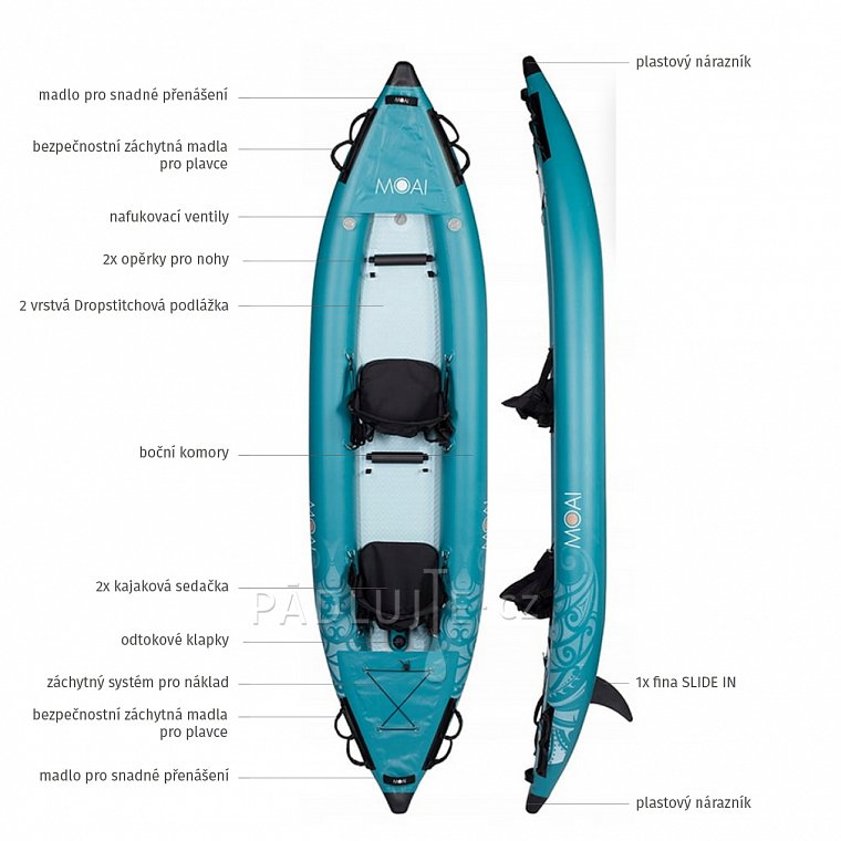 Kajak MOAI TANGALOA K2 - nafukovací kajak - dvoumístný