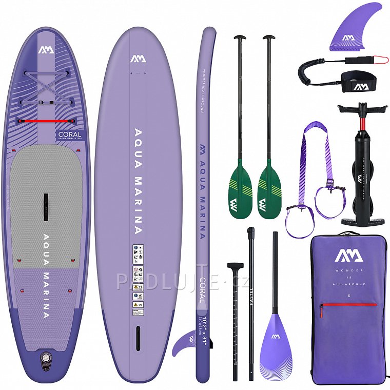 Paddleboard AQUA MARINA CORAL 10'2 fialová sada 2023