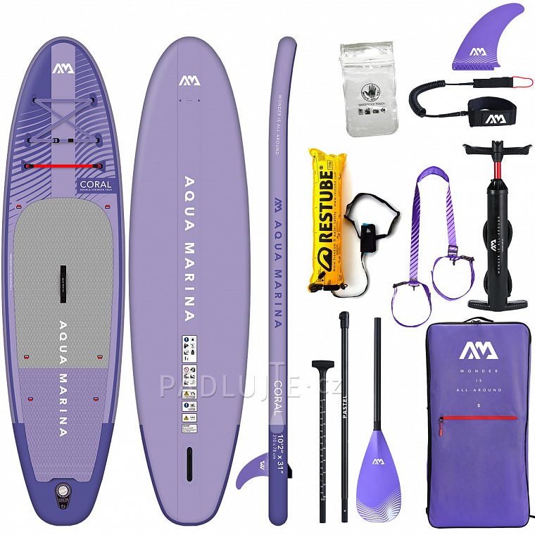 Paddleboard AQUA MARINA CORAL 10'2 fialová sada 2023