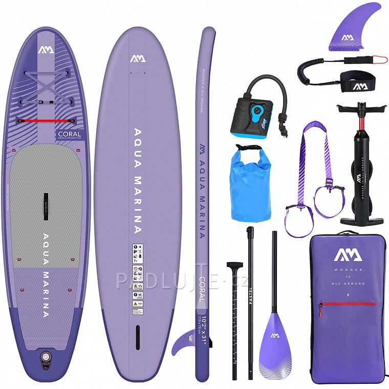 Paddleboard AQUA MARINA CORAL 10'2 fialová sada 2023