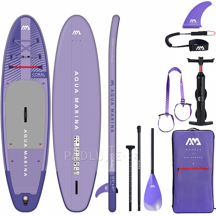 Paddleboard AQUA MARINA CORAL 10'2 fialová sada 2023