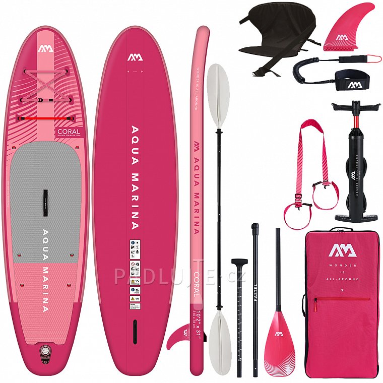 Paddleboard AQUA MARINA CORAL 10'2 malinová sada 2023