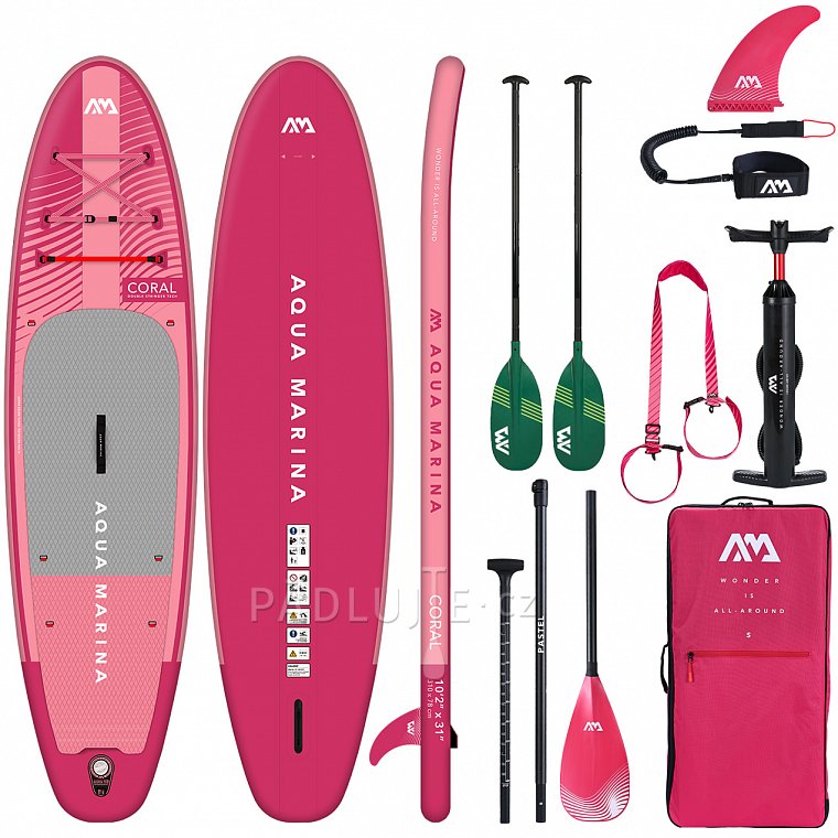 Paddleboard AQUA MARINA CORAL 10'2 malinová sada 2023