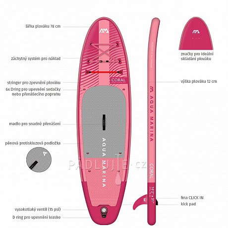 Paddleboard AQUA MARINA CORAL 10'2 malinová