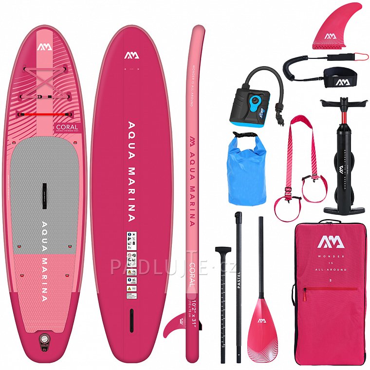 Paddleboard AQUA MARINA CORAL 10'2 malinová sada 2023