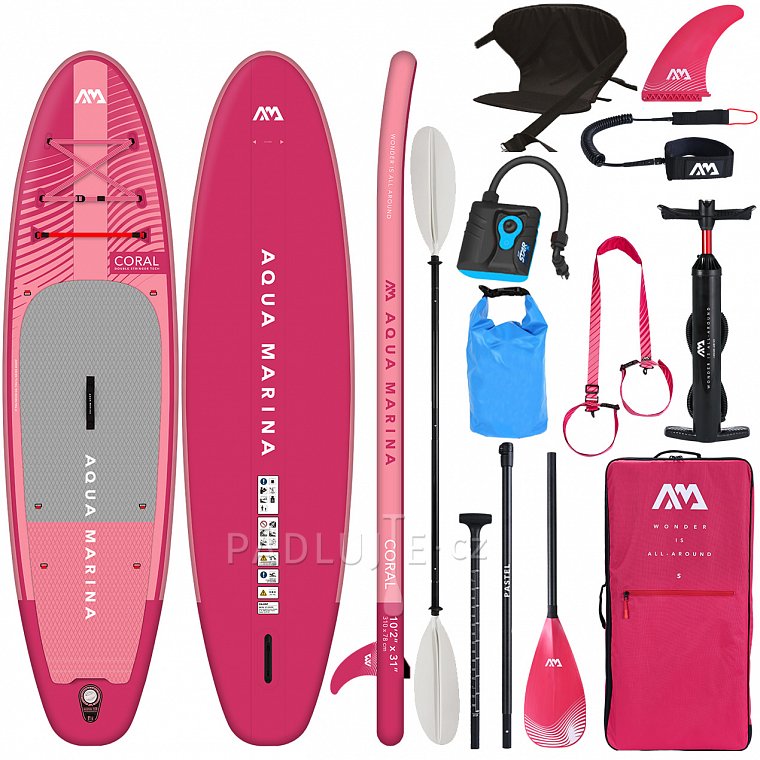 Paddleboard AQUA MARINA CORAL 10'2 malinová sada 2023